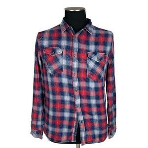 Thread & Cloth Acid Wash 100% Cotton Plaid Shirt - Men’s M